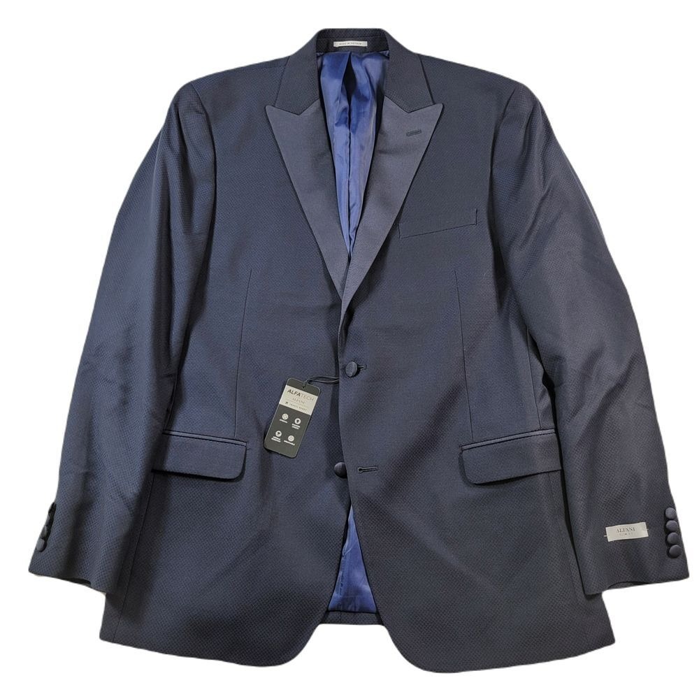 Alfani Slim-Fit Tuxedo Suit Jacket Mens‎ 44L Navy Blue Diamond Grid $360 NEW